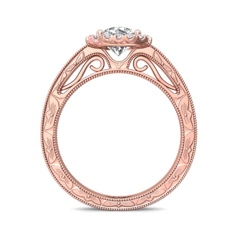 14K Rose Gold Cushion Diamond Engagement Ring