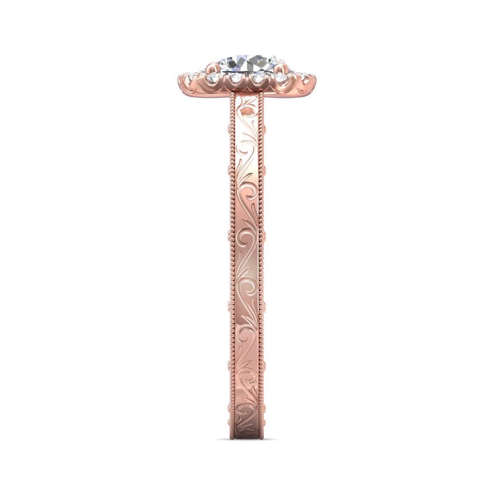 14K Rose Gold Cushion Diamond Engagement Ring