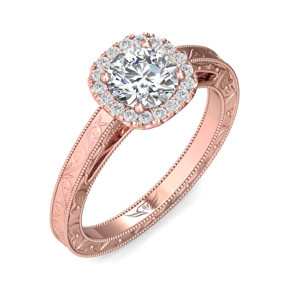 14K Rose Gold Cushion Diamond Engagement Ring