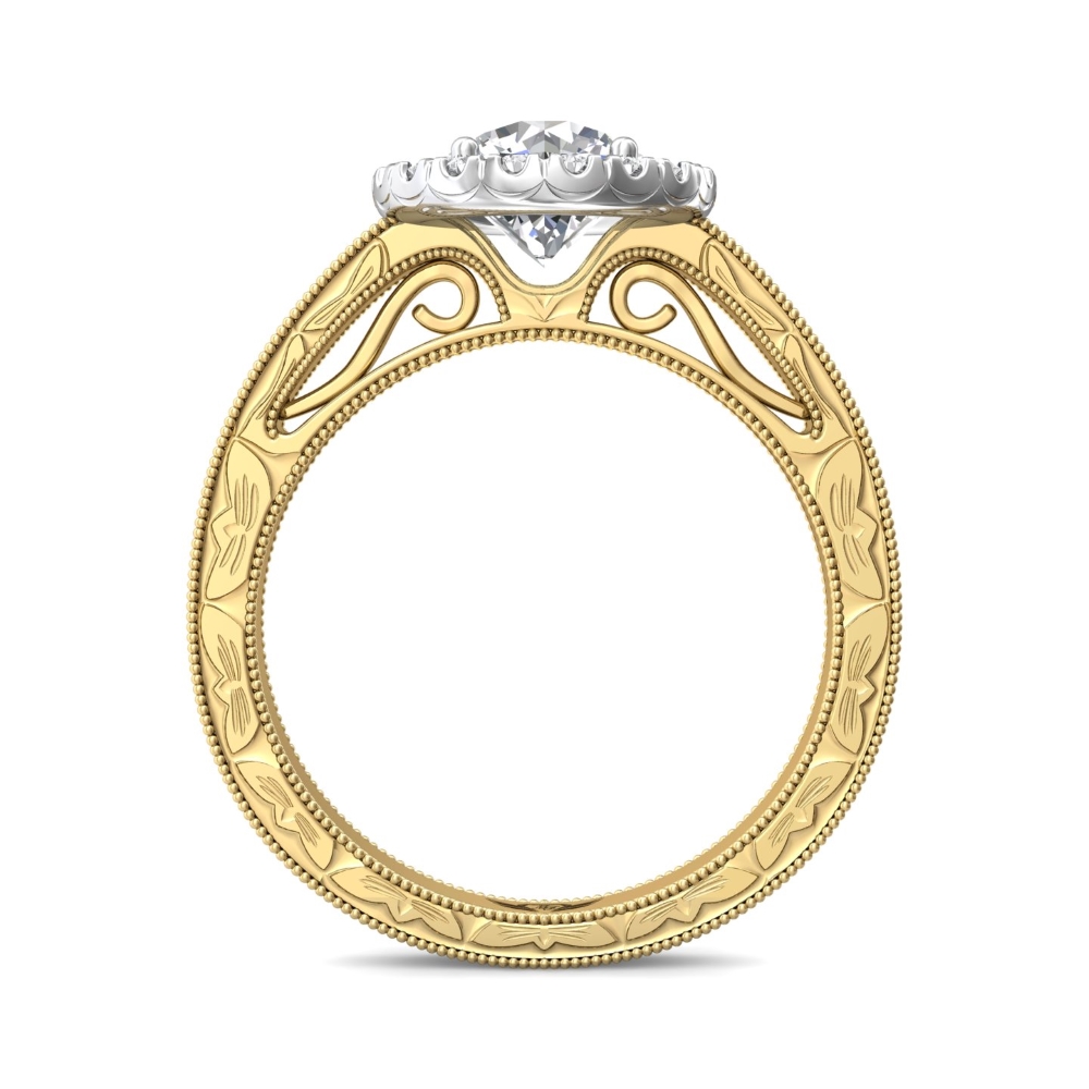 14K Yellow and White Gold Round Diamond Engagement Ring