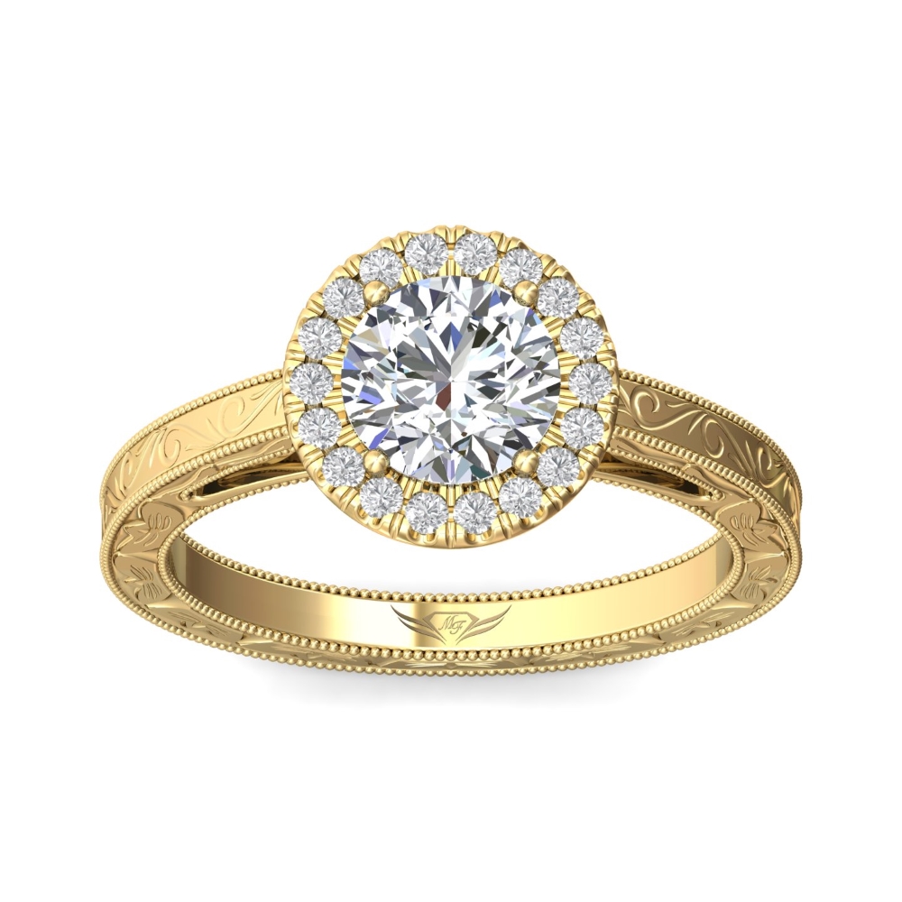 14K Yellow Gold Round Diamond Engagement Ring