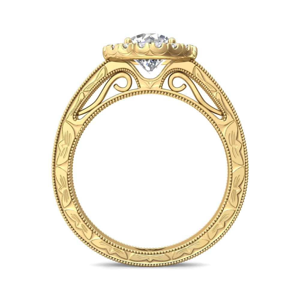 14K Yellow Gold Round Diamond Engagement Ring