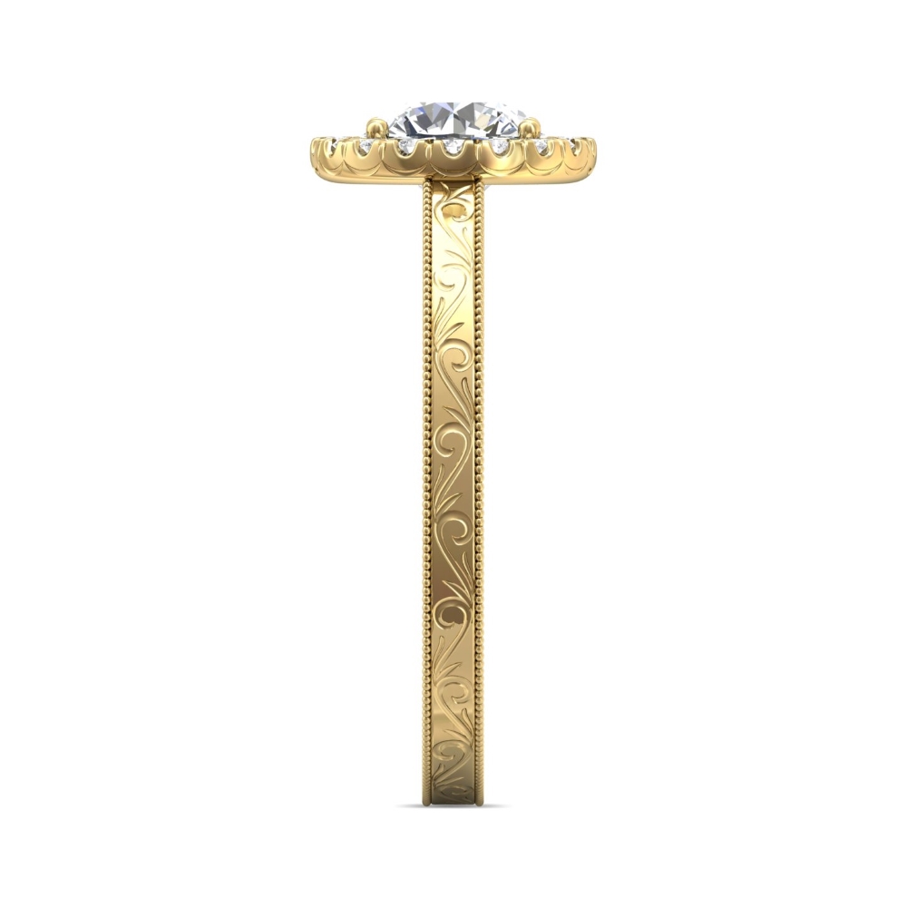 14K Yellow Gold Round Diamond Engagement Ring