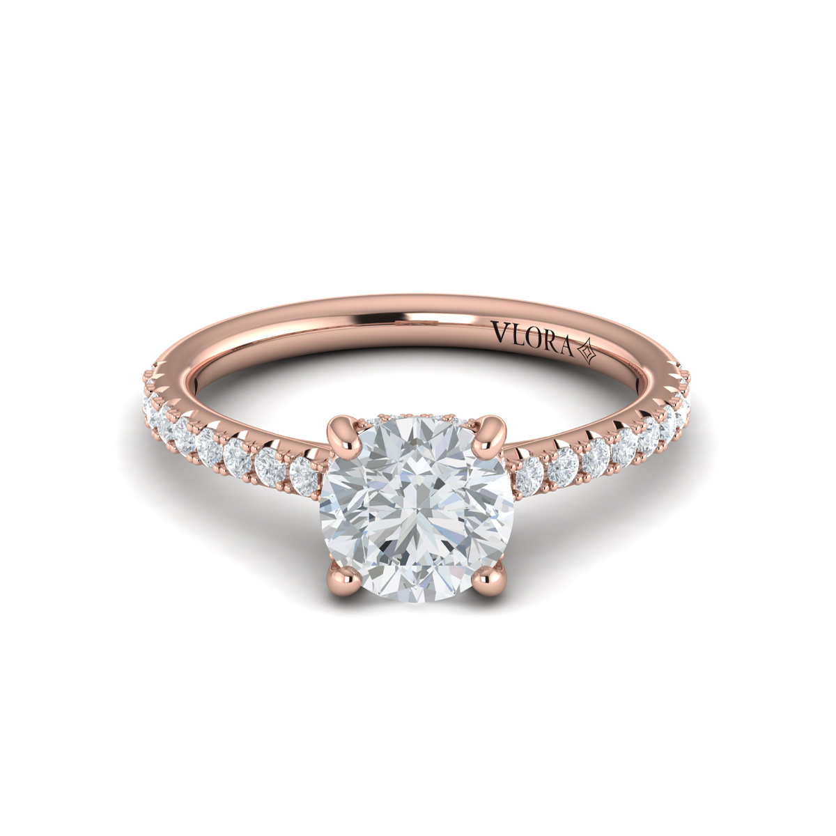 Classic Cathedral Engagement Ring with a Hidden Halo
