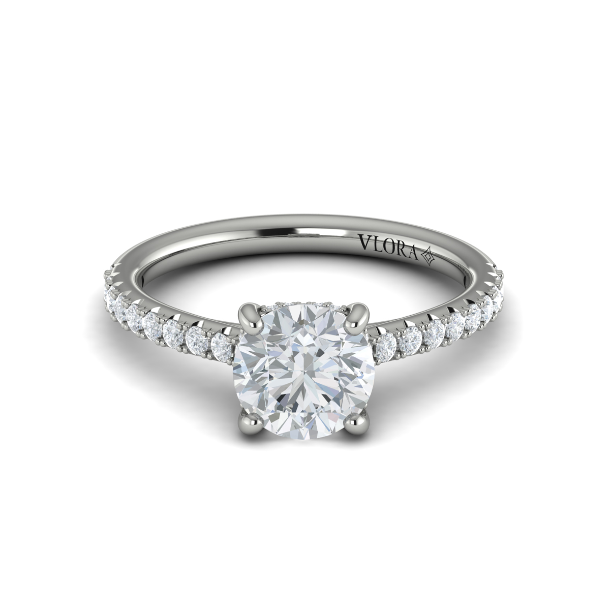 Classic Cathedral Engagement Ring with a Hidden Halo
