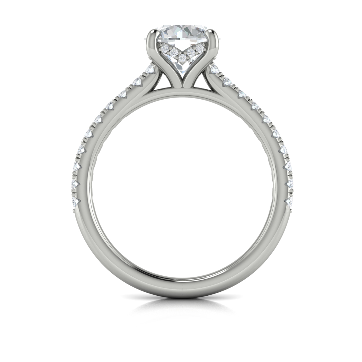 Classic Cathedral Engagement Ring with a Hidden Halo