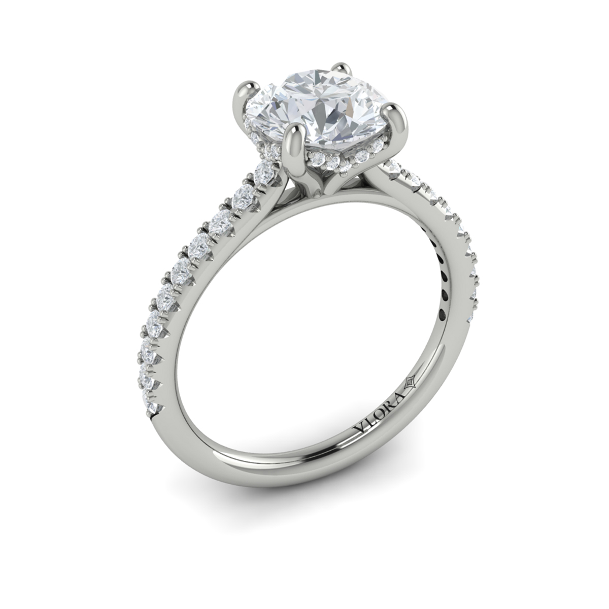 Classic Cathedral Engagement Ring with a Hidden Halo