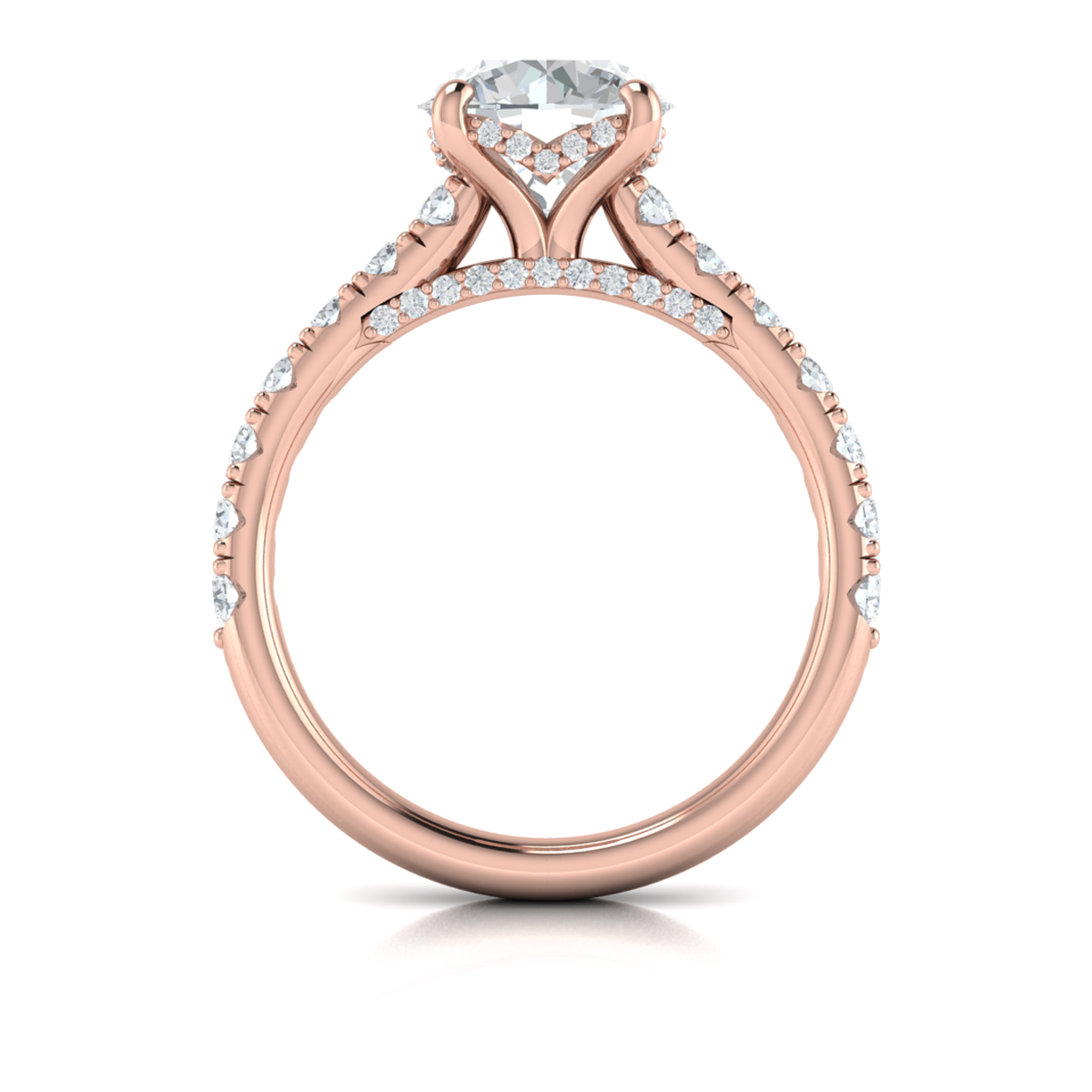Timeless Cathedral Engagement Ring with Hidden Halo