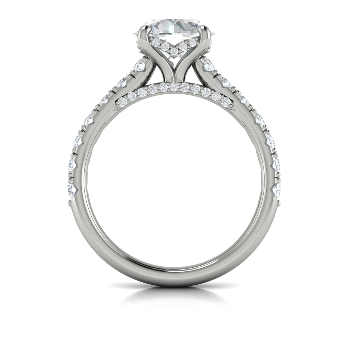 Timeless Cathedral Engagement Ring with Hidden Halo