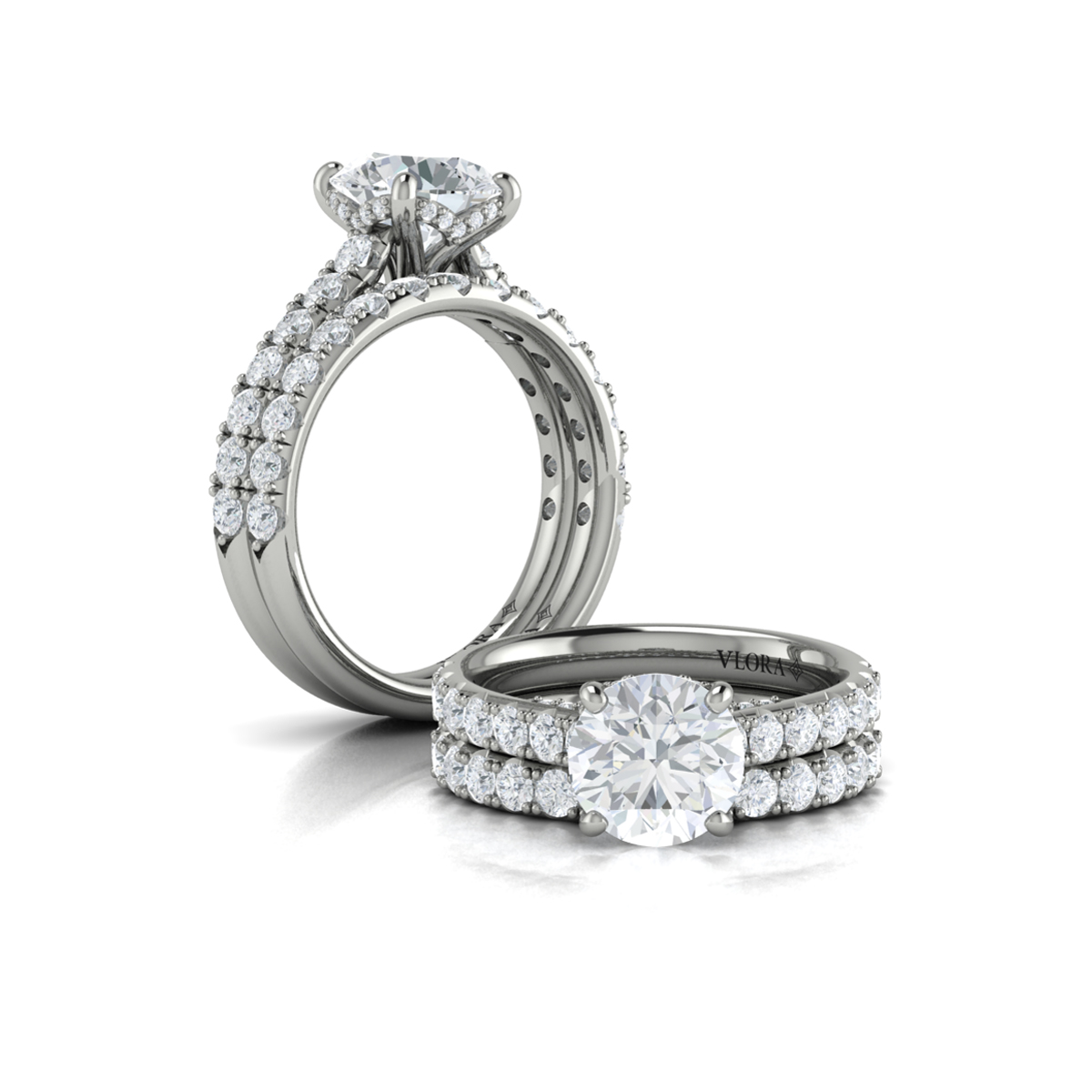 Timeless Cathedral Engagement Ring with Hidden Halo