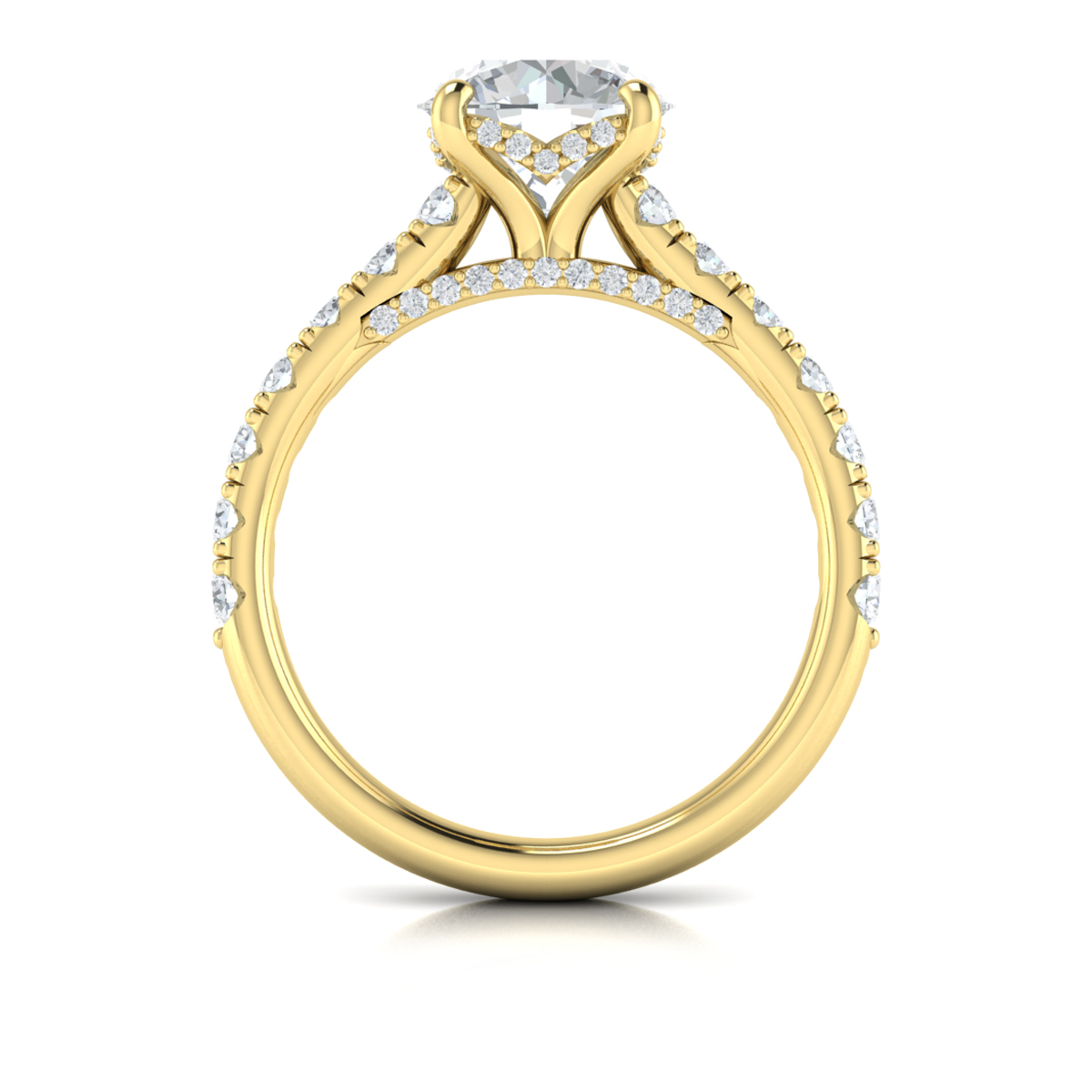 Timeless Cathedral Engagement Ring with Hidden Halo