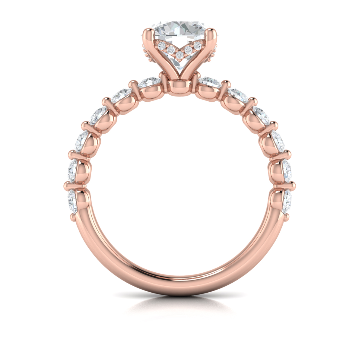 Classic Round Engagement Ring with Floating Diamond Band