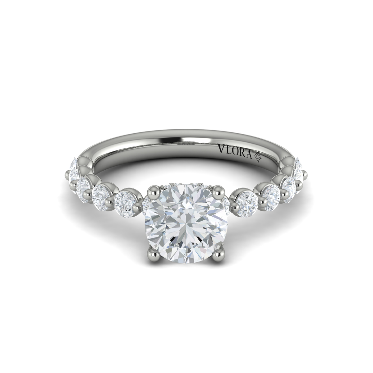 Classic Round Engagement Ring with Floating Diamond Band