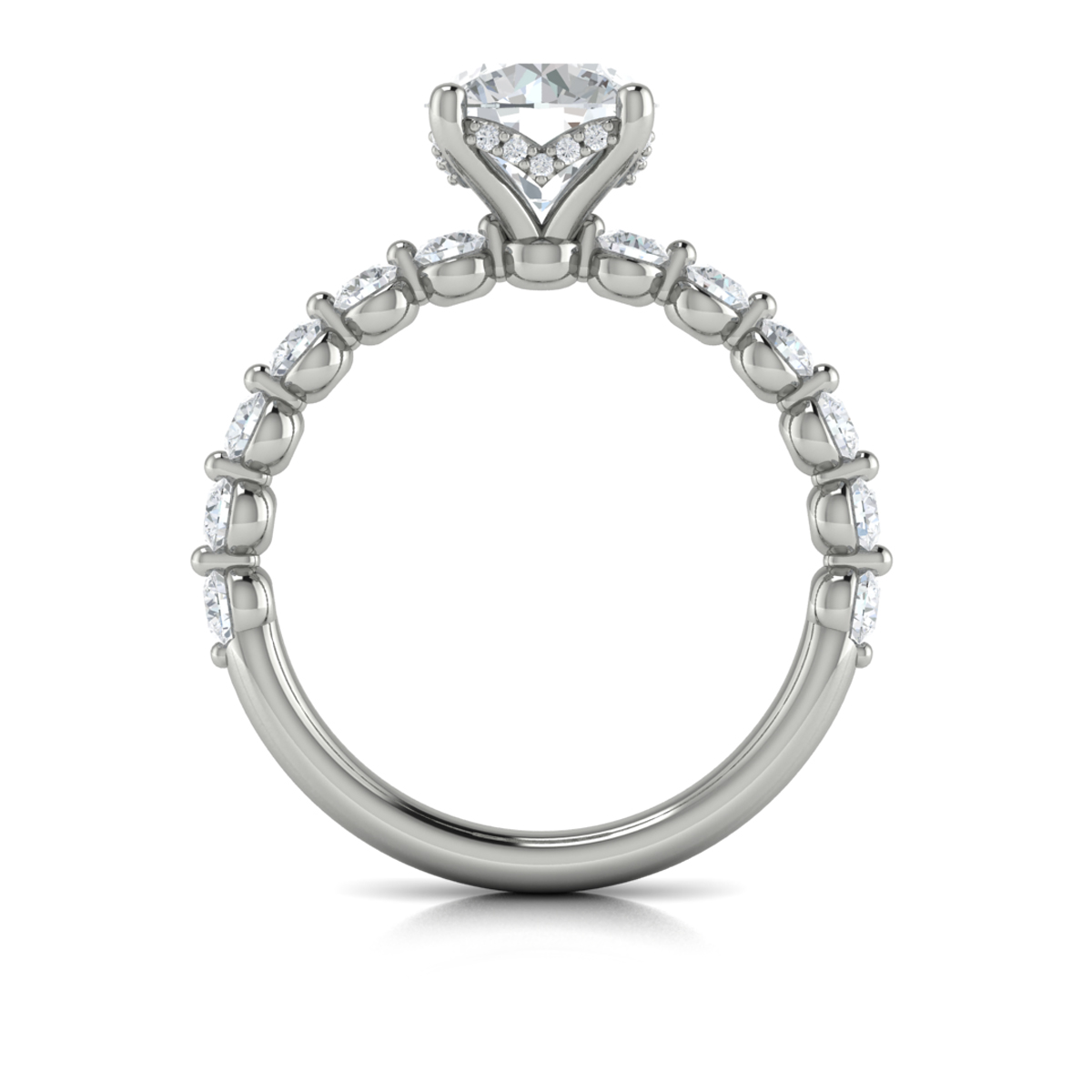 Classic Round Engagement Ring with Floating Diamond Band