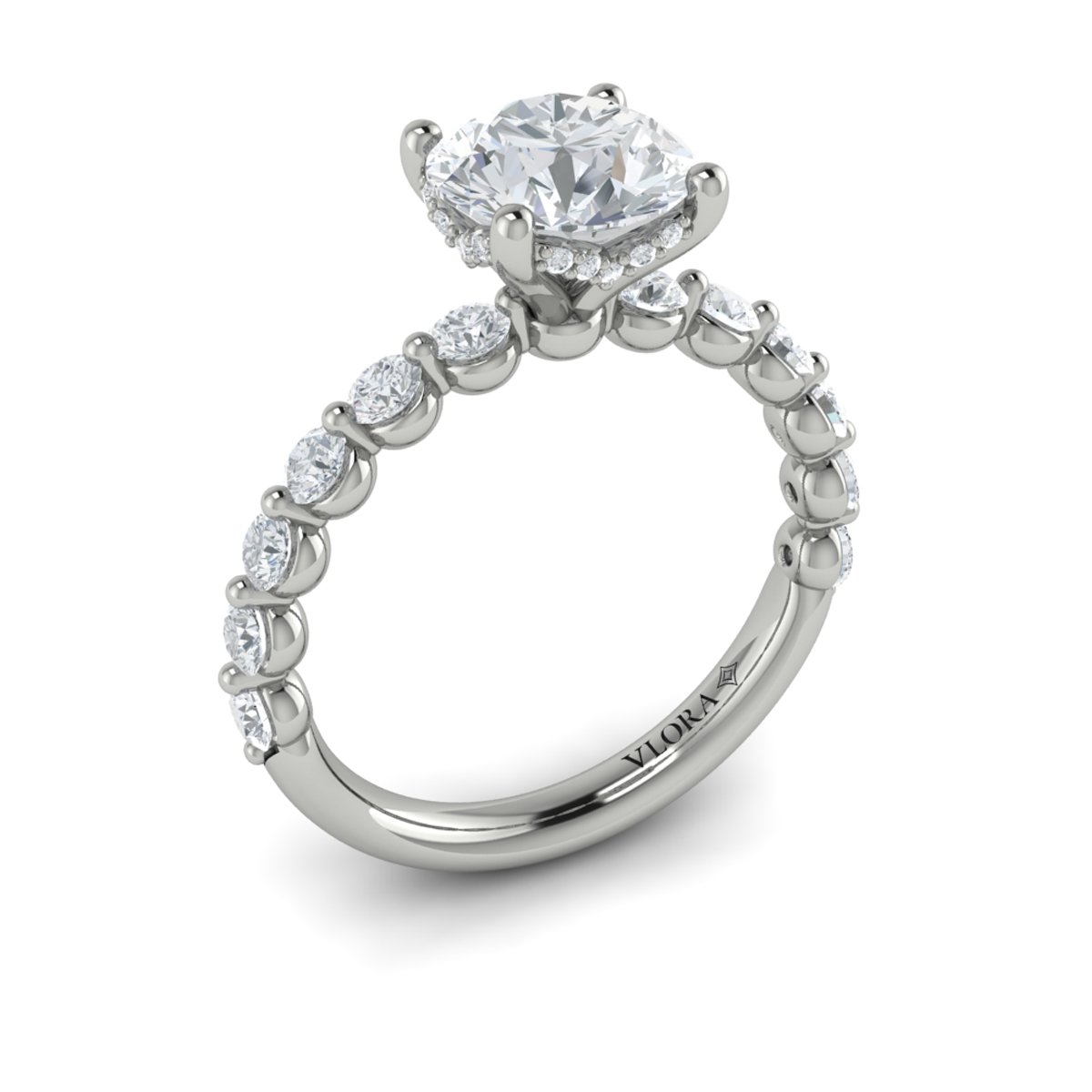 Classic Round Engagement Ring with Floating Diamond Band