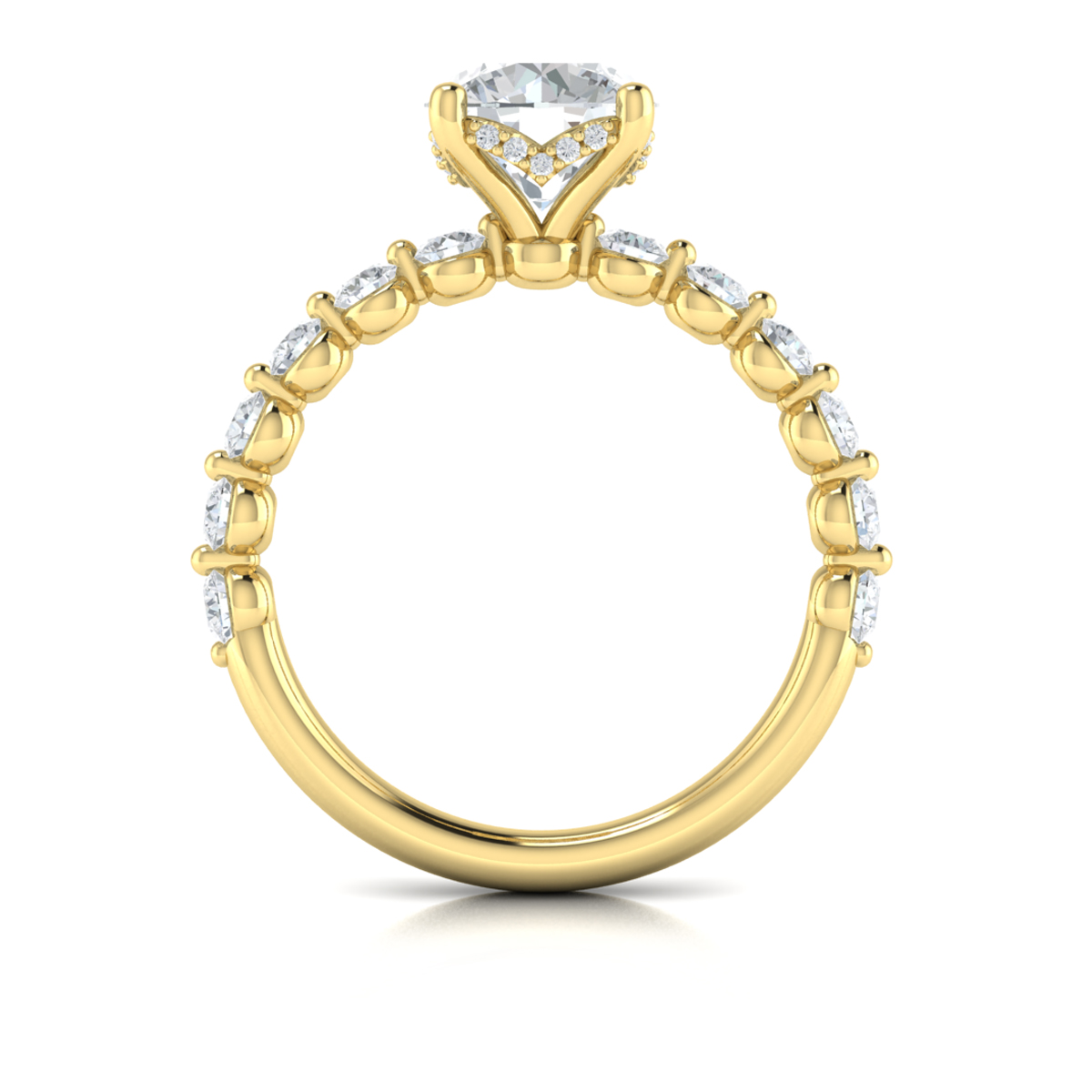 Classic Round Engagement Ring with Floating Diamond Band