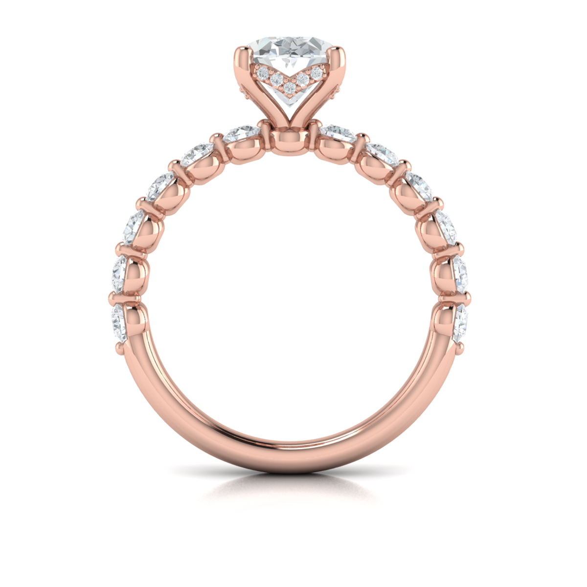 Classic Oval Engagement Ring with Floating Diamond Band