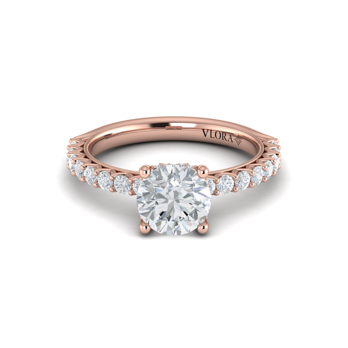 Woven Elegance Hidden Halo Round Engagement Ring