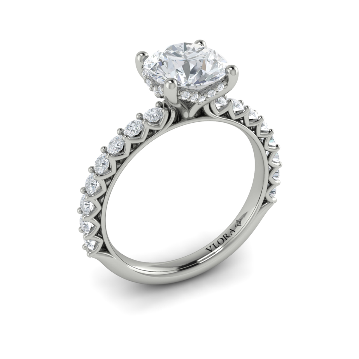Woven Elegance Hidden Halo Round Engagement Ring