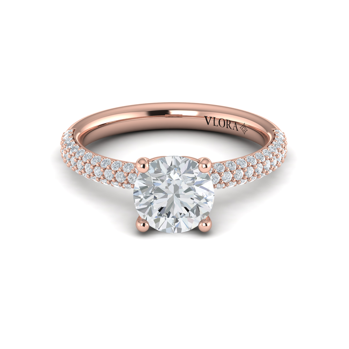 Shimmering Engagement Ring with Micropave Band