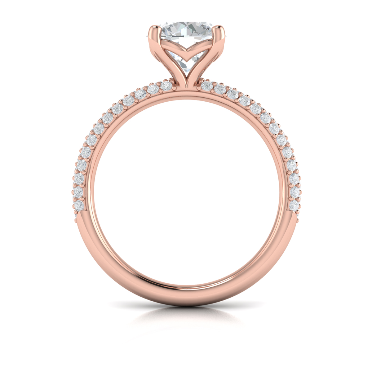 Shimmering Engagement Ring with Micropave Band