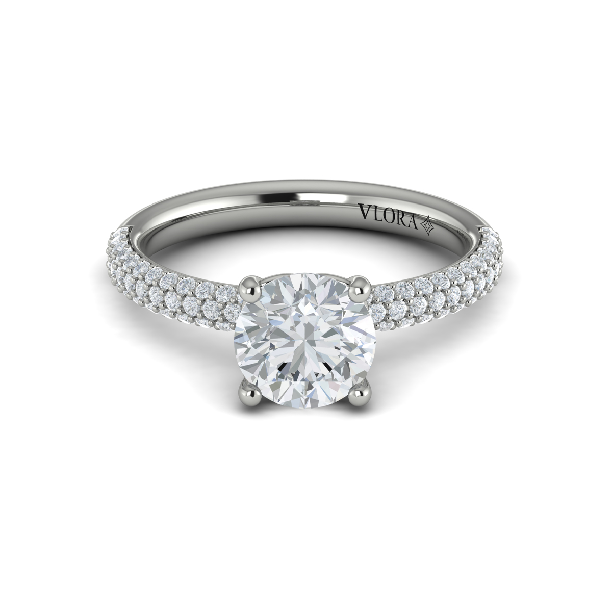 Shimmering Engagement Ring with Micropave Band