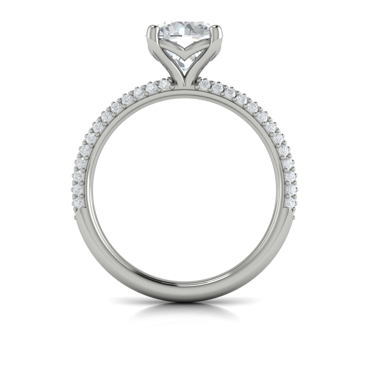 Shimmering Engagement Ring with Micropave Band