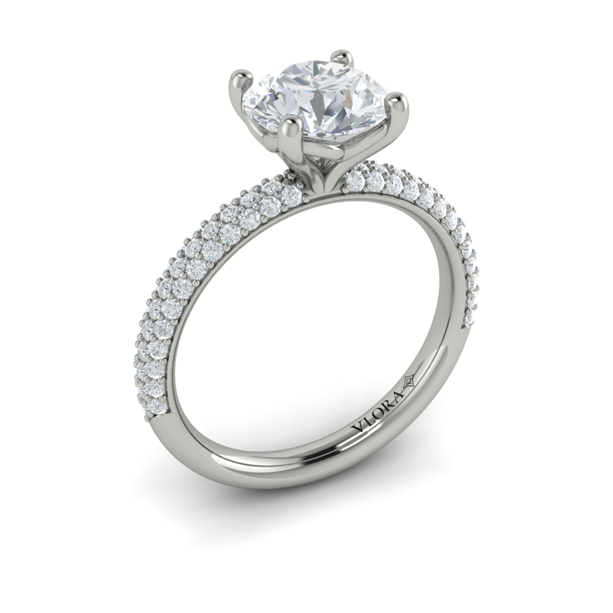 Shimmering Engagement Ring with Micropave Band