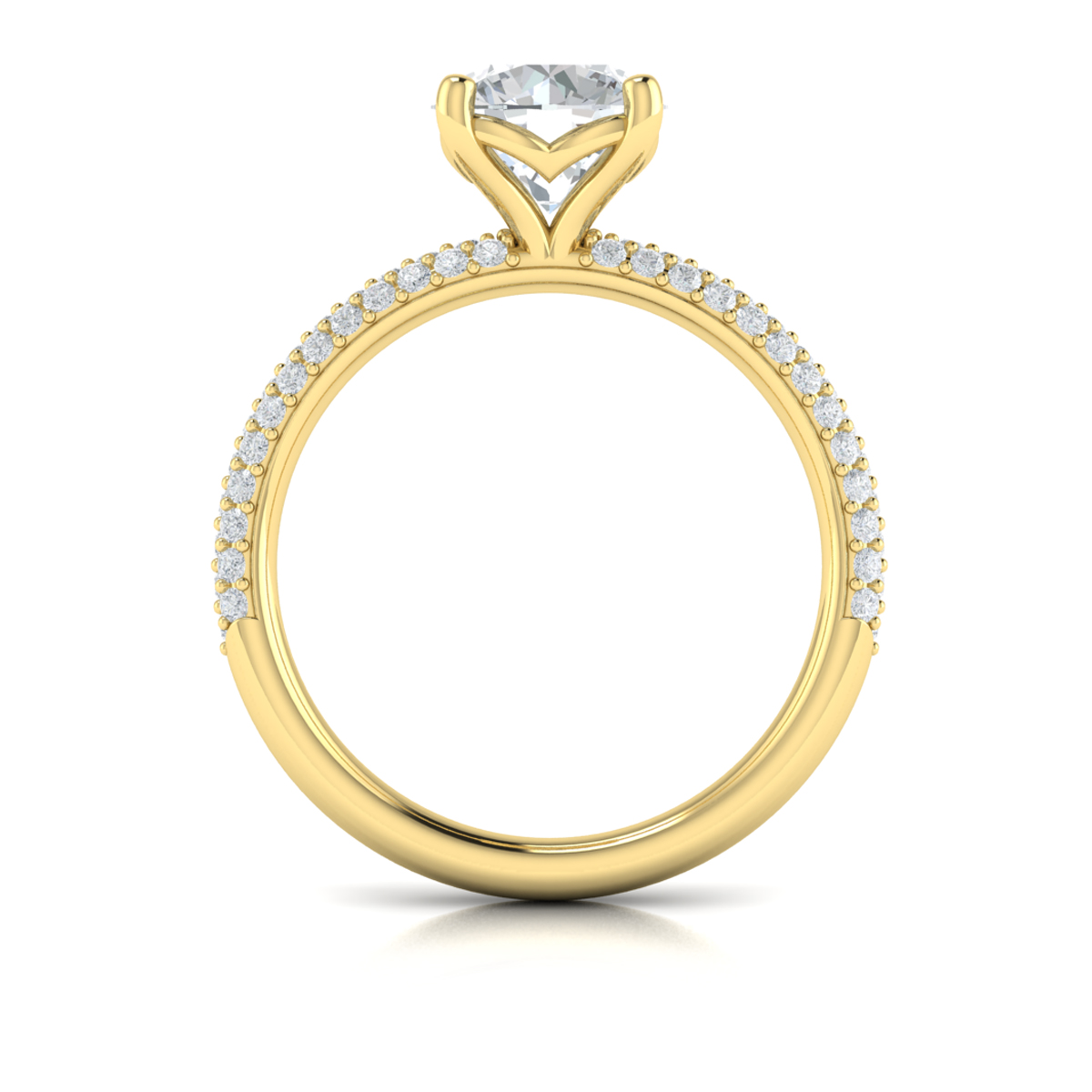 Shimmering Engagement Ring with Micropave Band