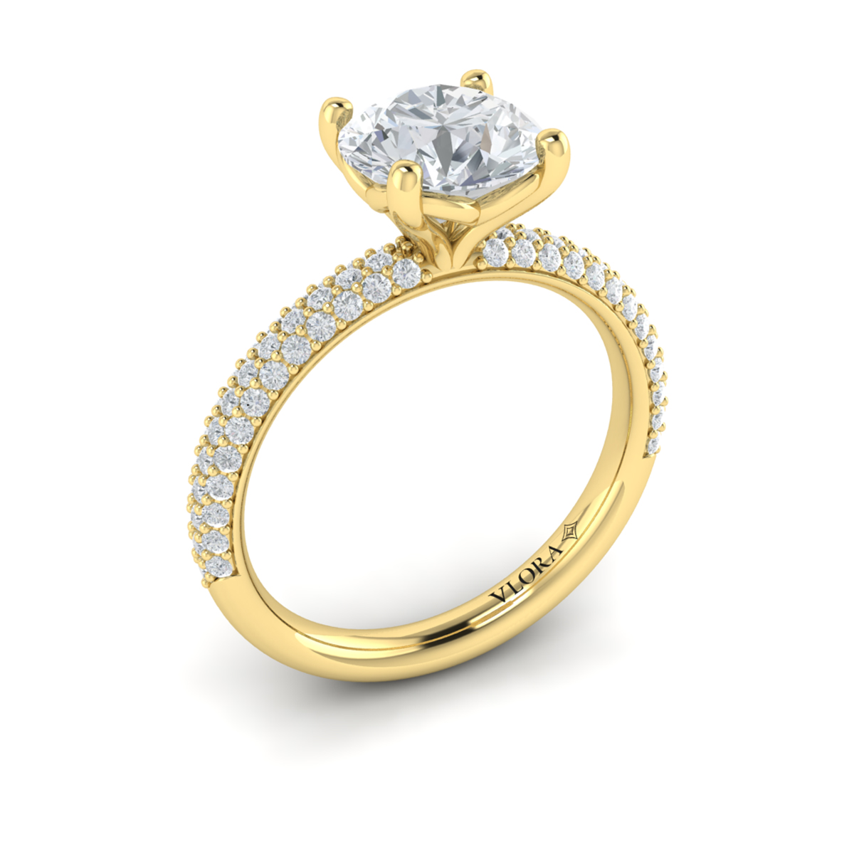 Shimmering Engagement Ring with Micropave Band