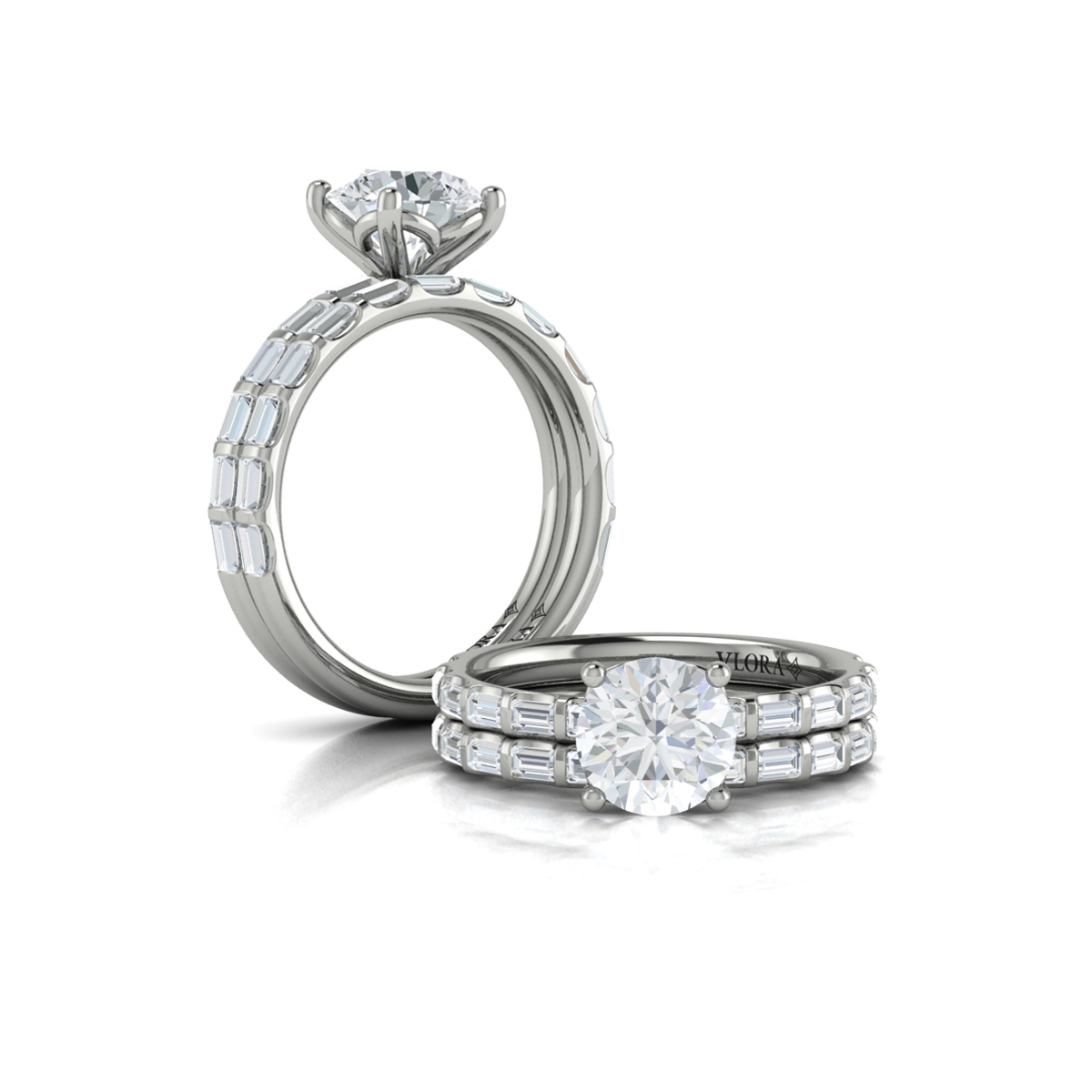 Shining Baguette Band Engagement Ring