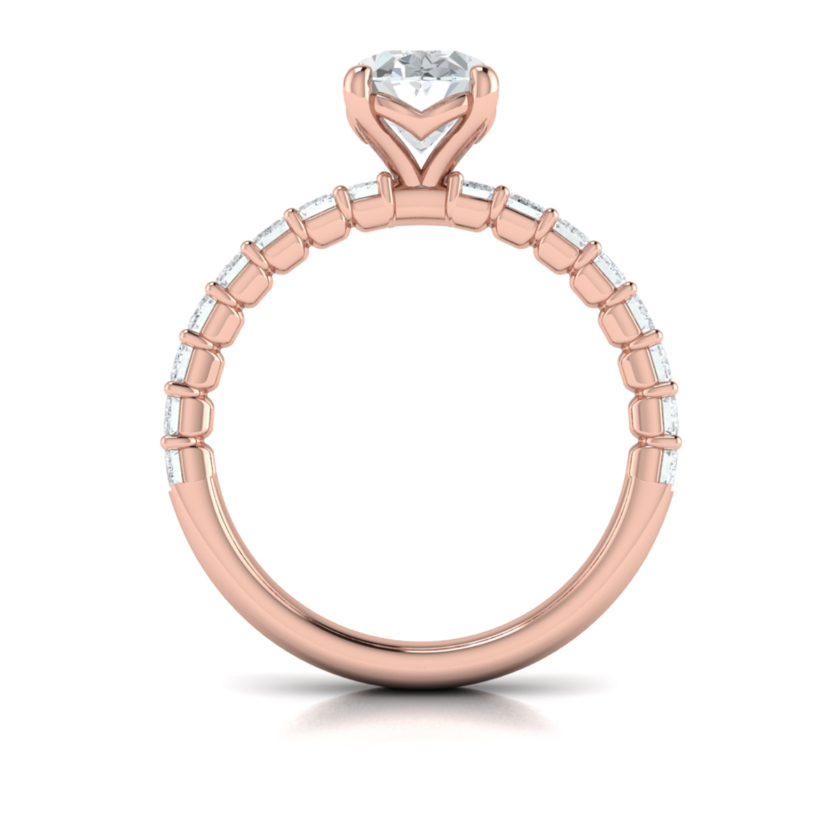 Eterna Oval Engagement Ring with Emerald Cut Band