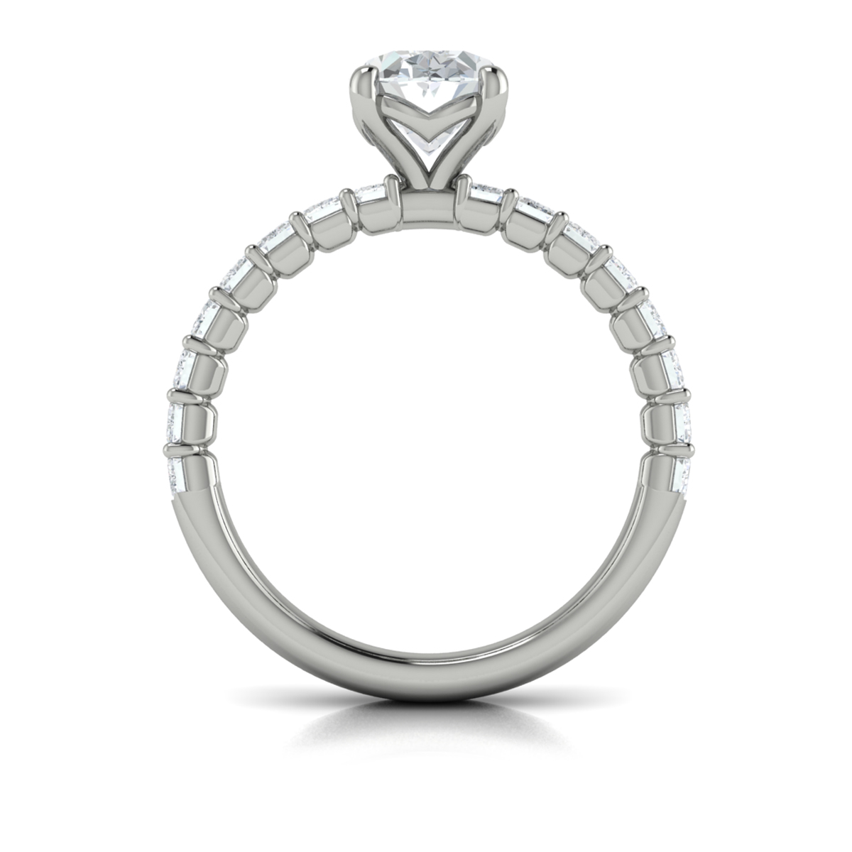 Eterna Oval Engagement Ring with Emerald Cut Band
