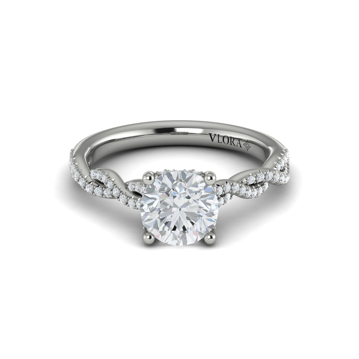 Twist Diamond Engagement Ring with Hidden Halo