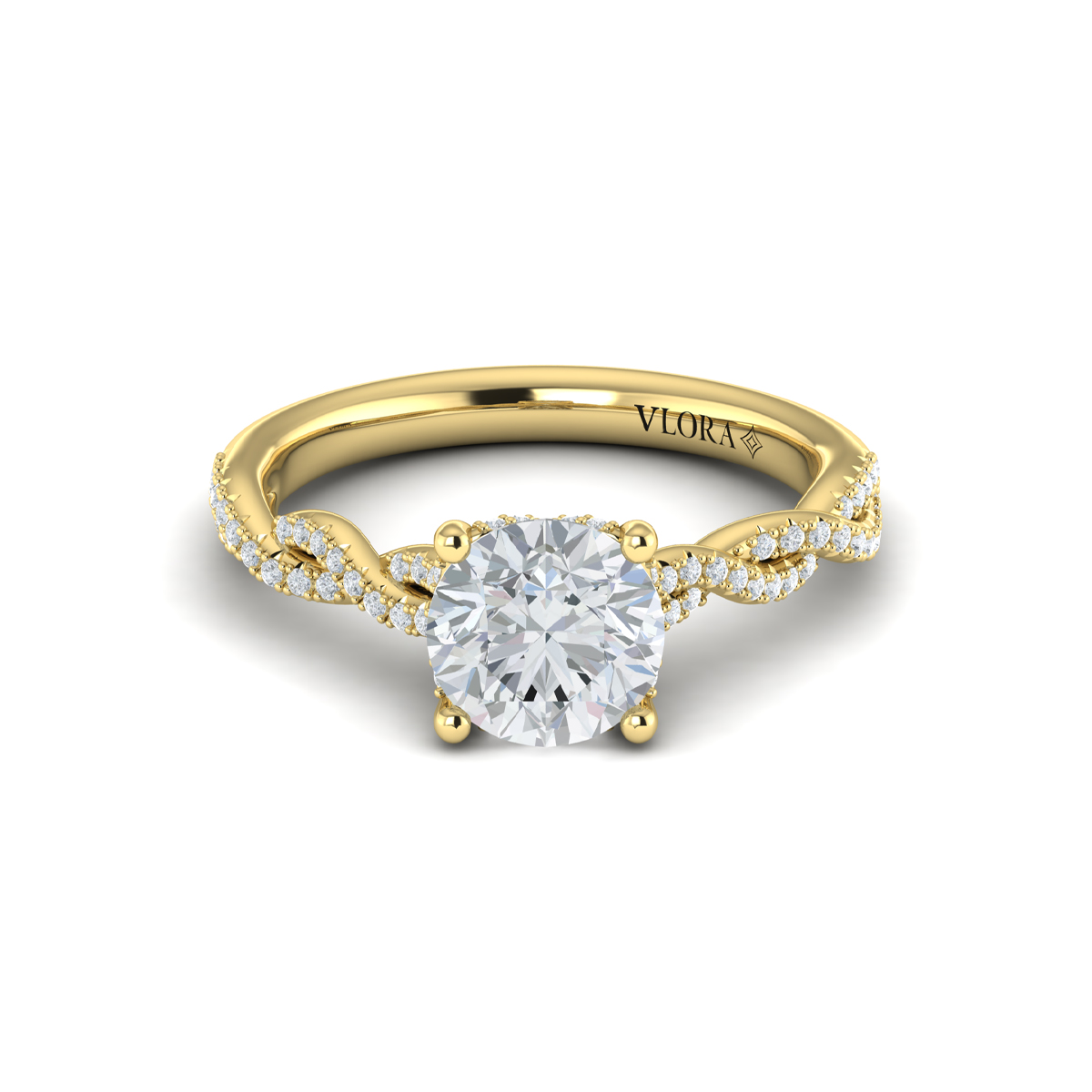 Twist Diamond Engagement Ring with Hidden Halo