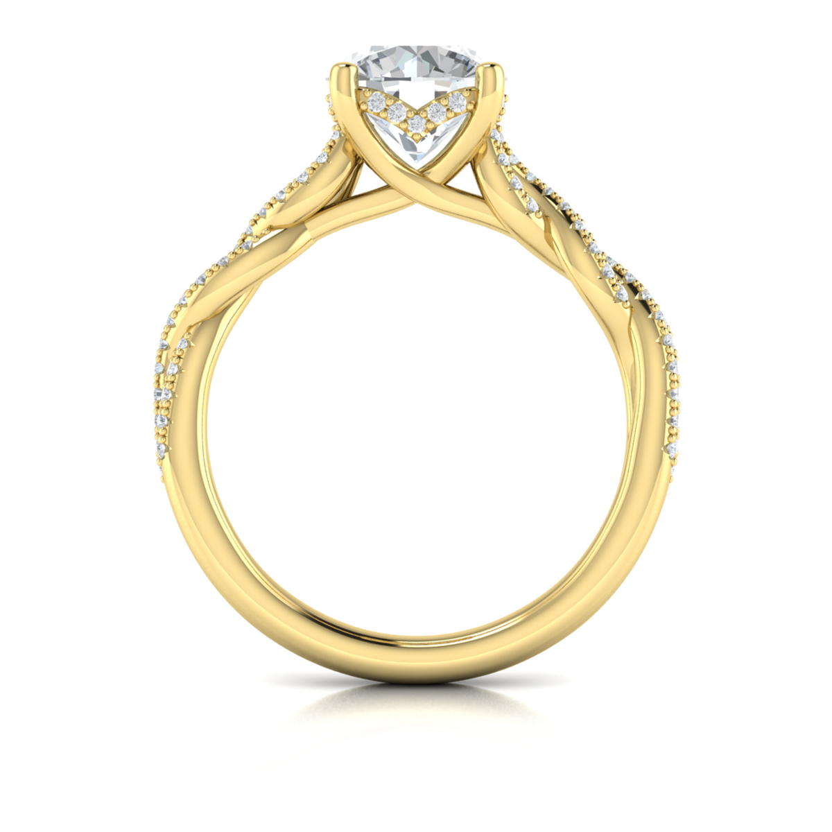 Twist Diamond Engagement Ring with Hidden Halo
