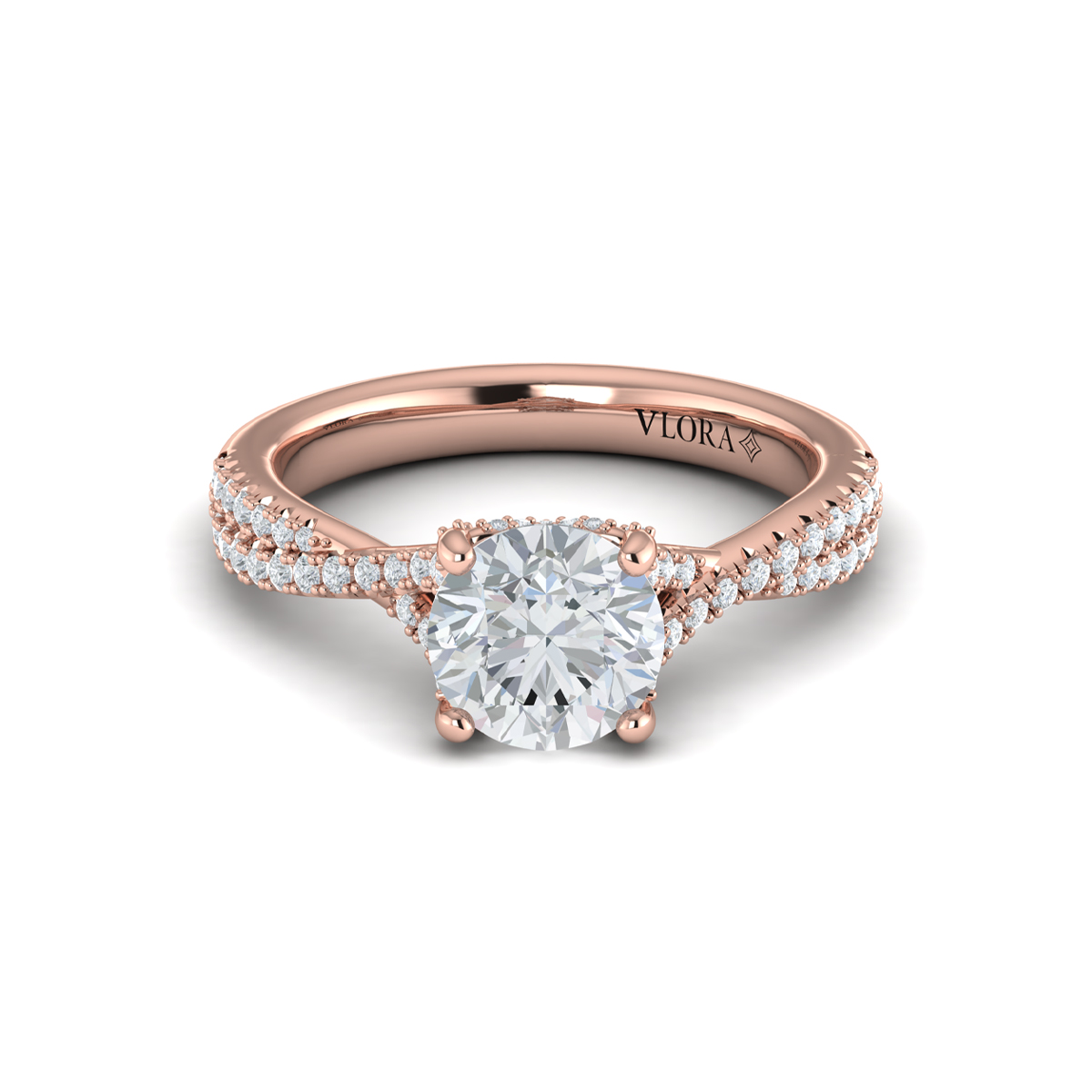 Woven Pave Round Diamond Engagement Ring