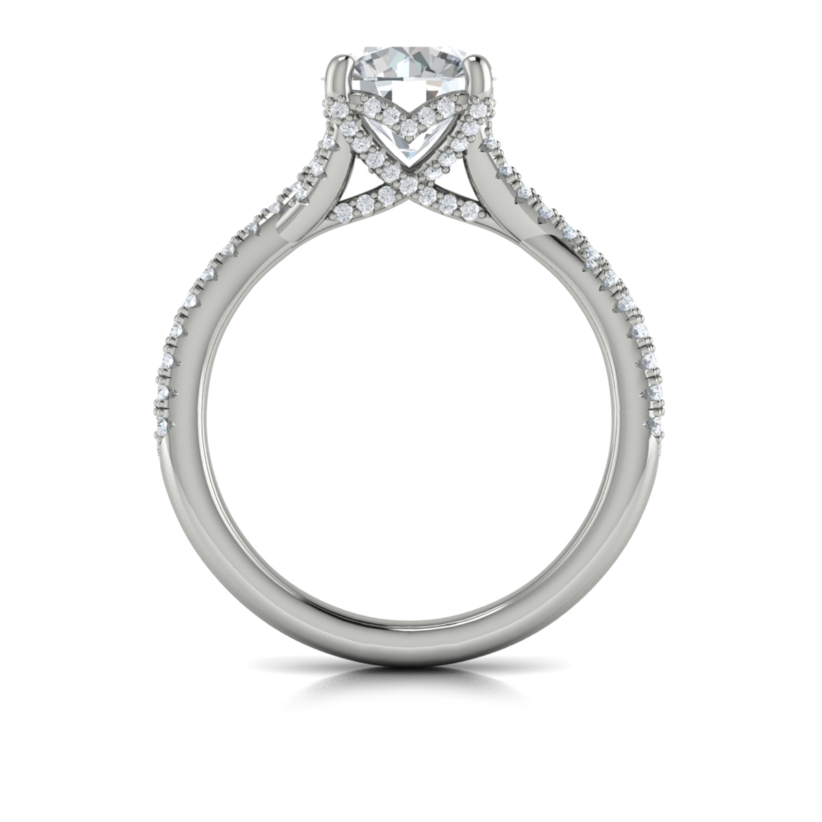 Woven Pave Round Diamond Engagement Ring