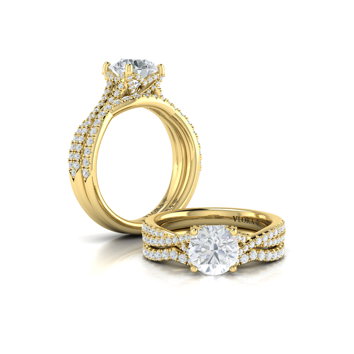 Woven Pave Round Diamond Engagement Ring