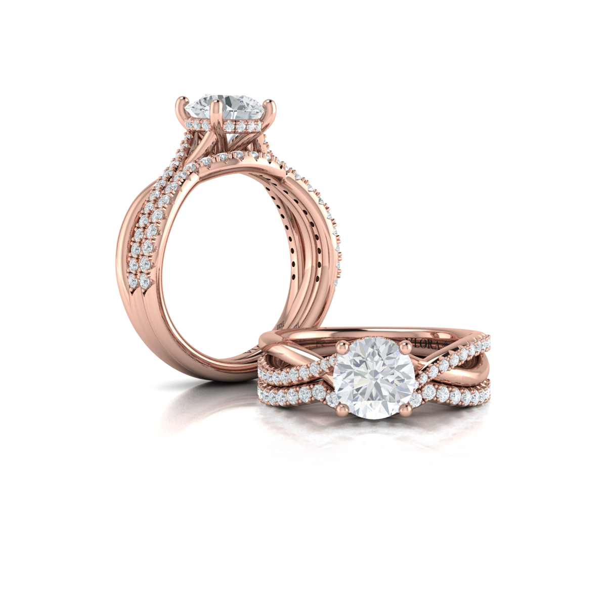 Entwined Hidden Halo Engagement Ring