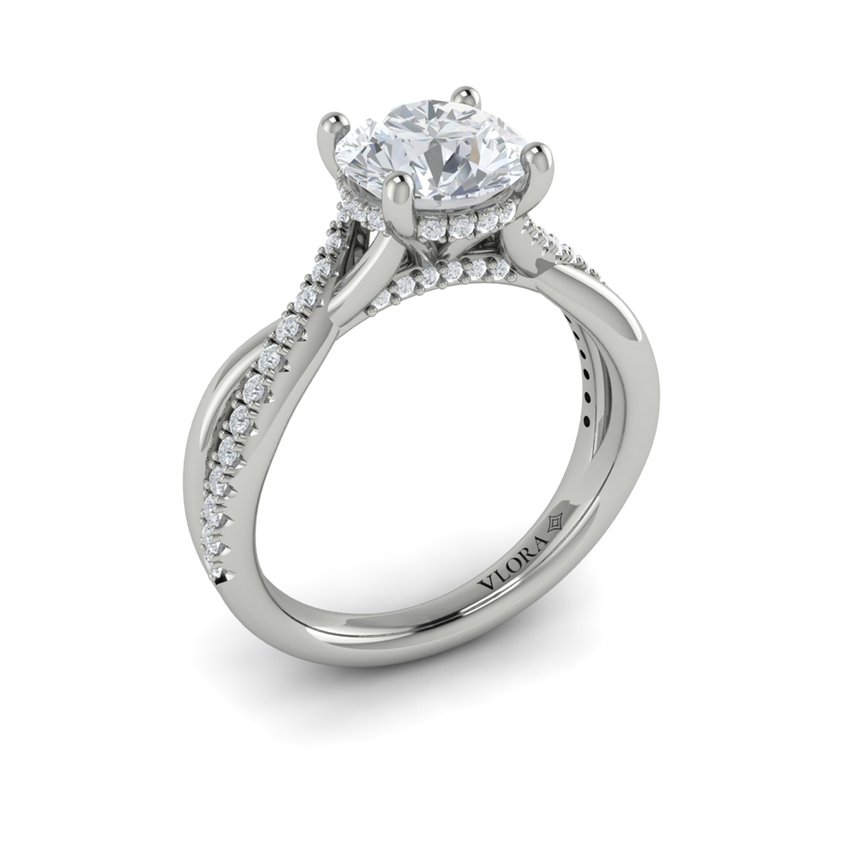 Entwined Hidden Halo Engagement Ring
