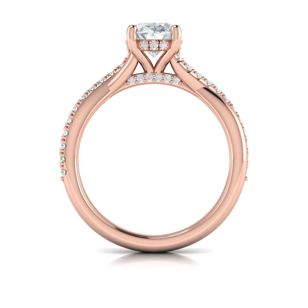 Entwined Oval Hidden Halo Engagement Ring