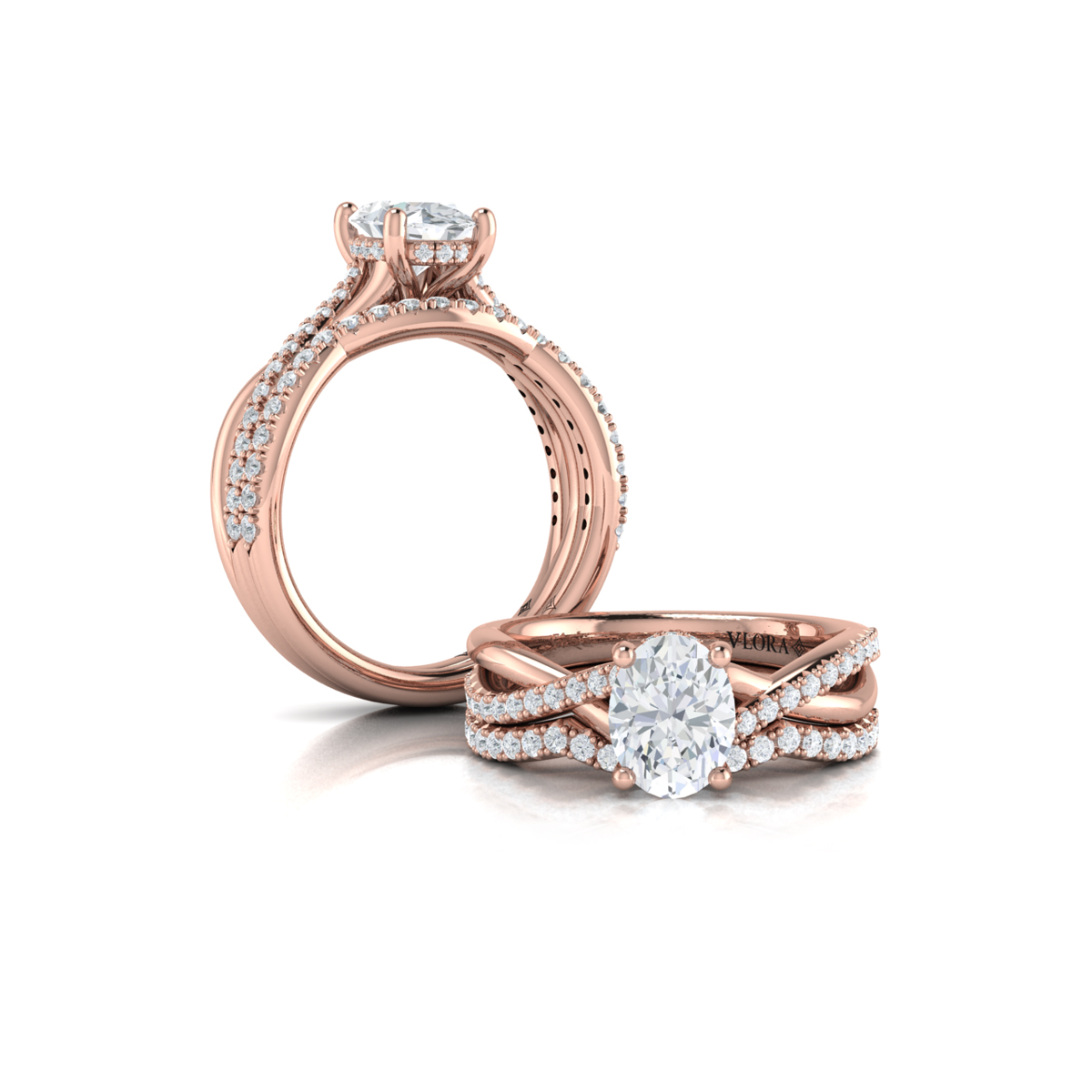 Entwined Oval Hidden Halo Engagement Ring