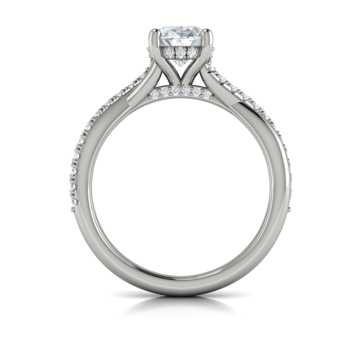 Entwined Oval Hidden Halo Engagement Ring