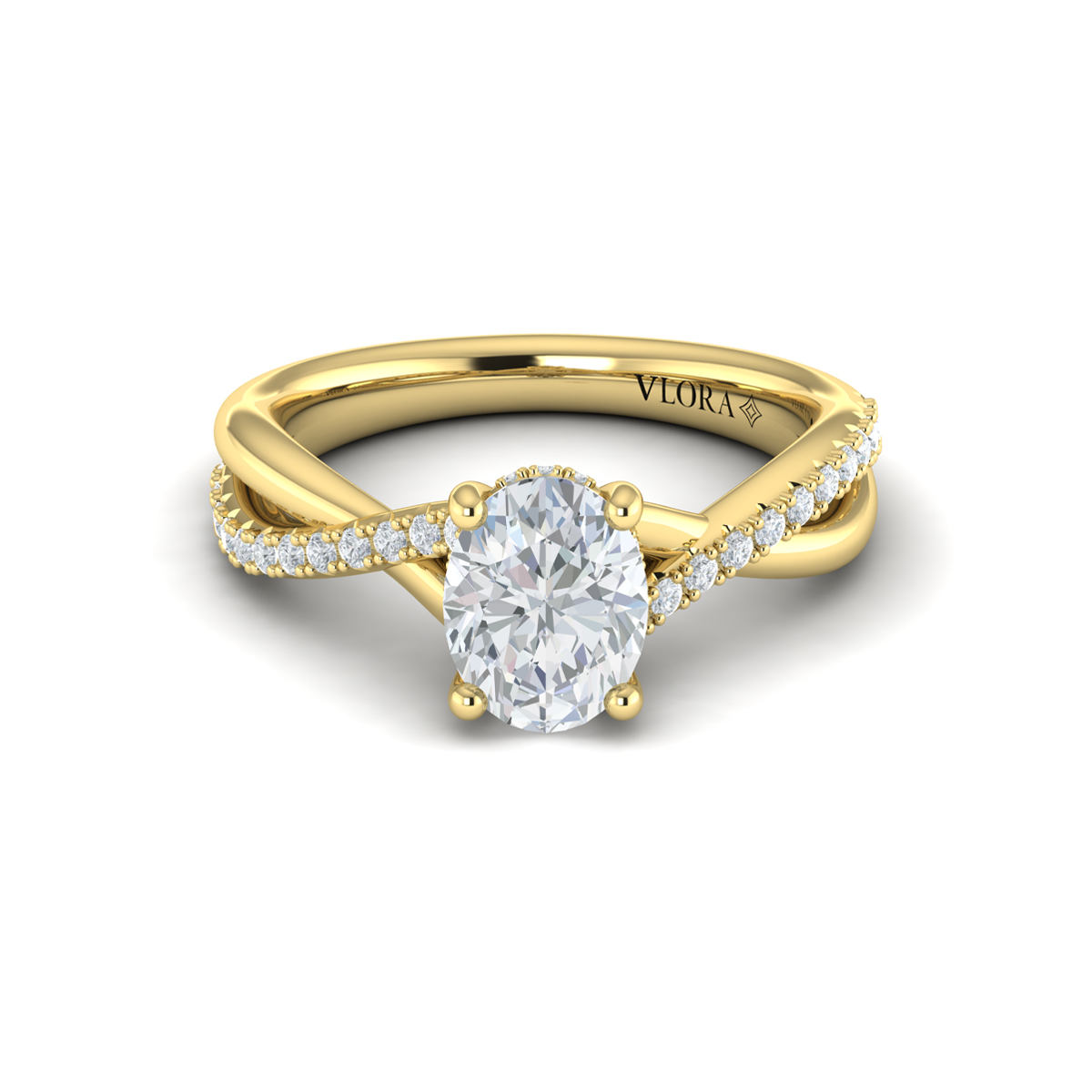 Entwined Oval Hidden Halo Engagement Ring
