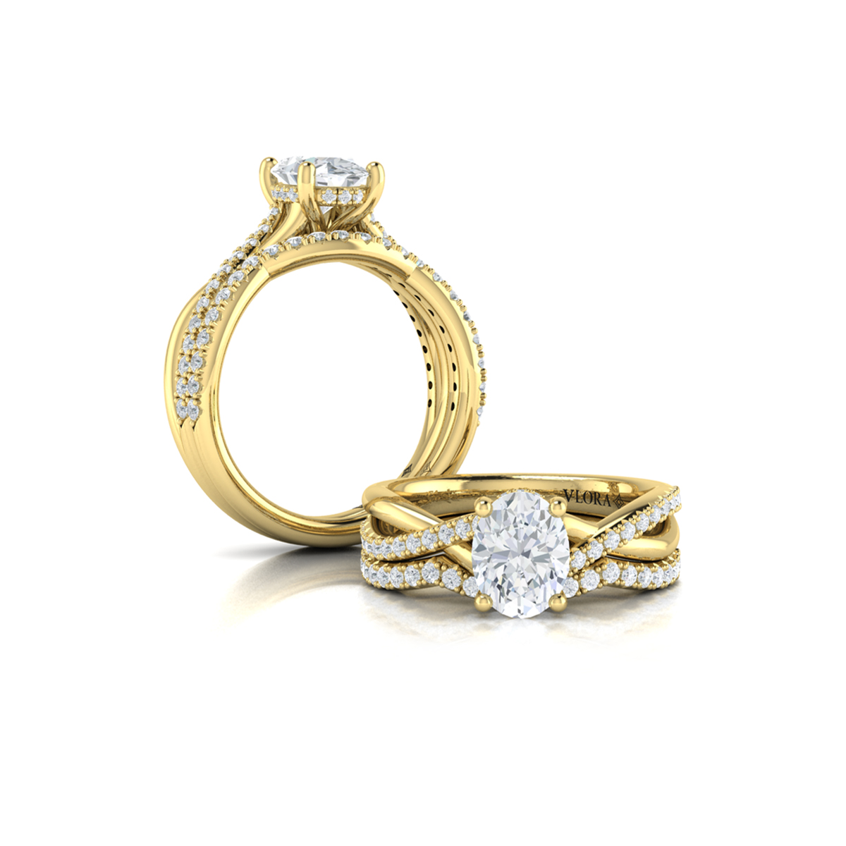 Entwined Oval Hidden Halo Engagement Ring
