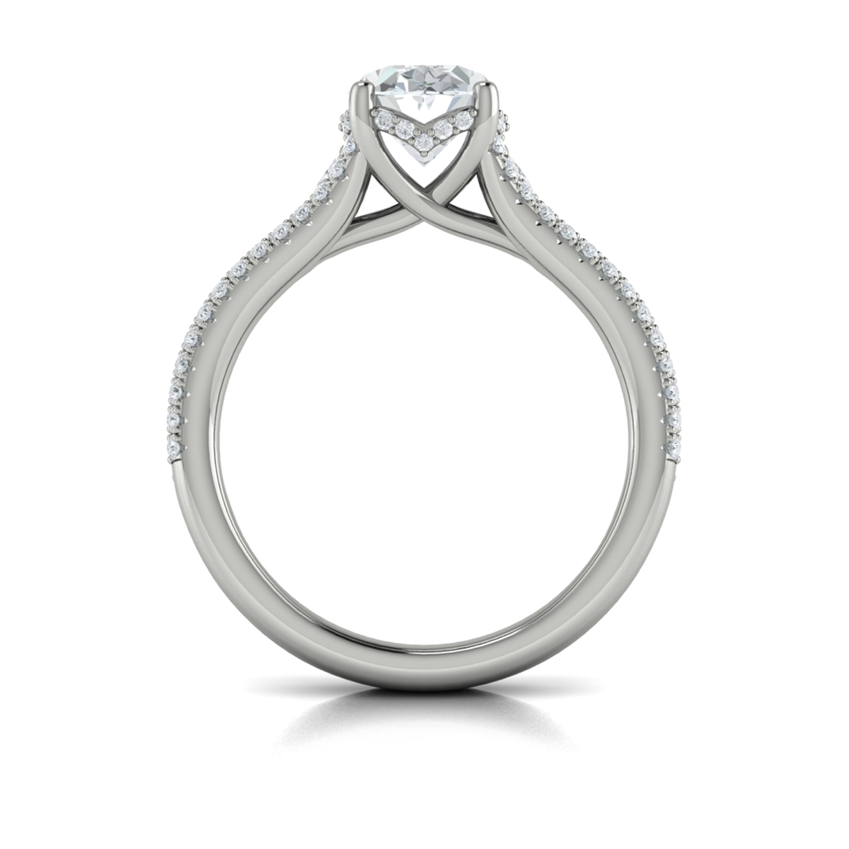 Bold Cathedral Oval Diamond Engagement Ring