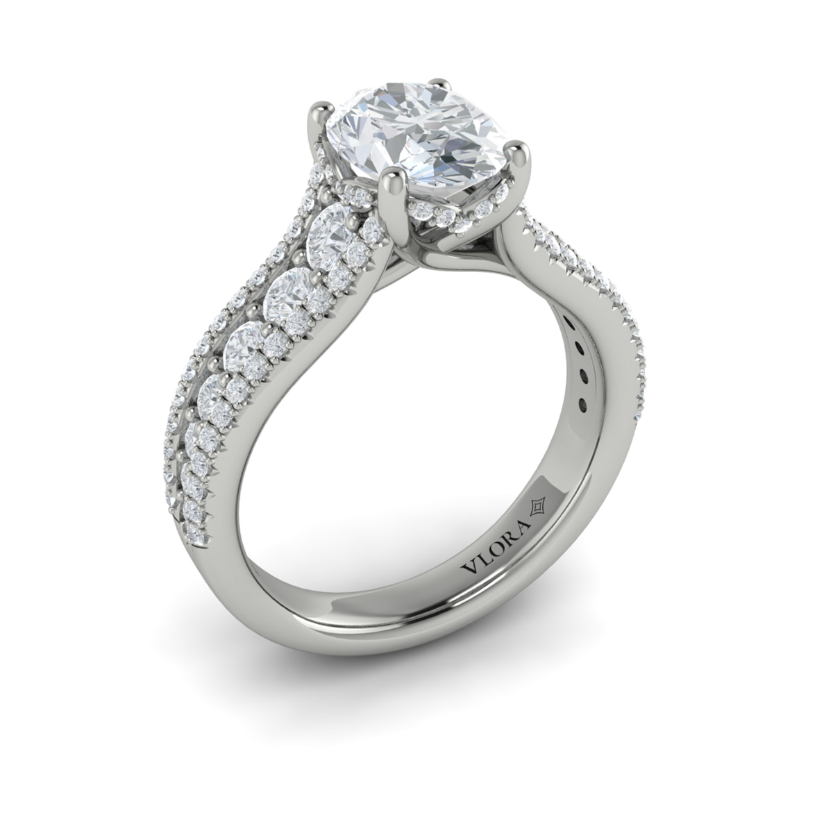 Bold Cathedral Oval Diamond Engagement Ring