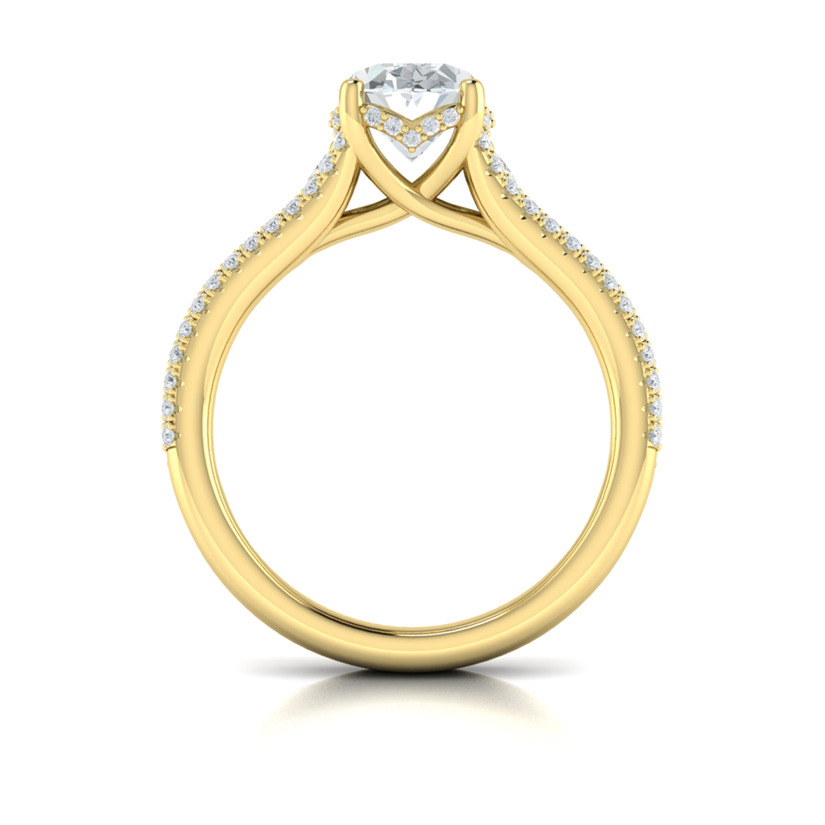 Bold Cathedral Oval Diamond Engagement Ring