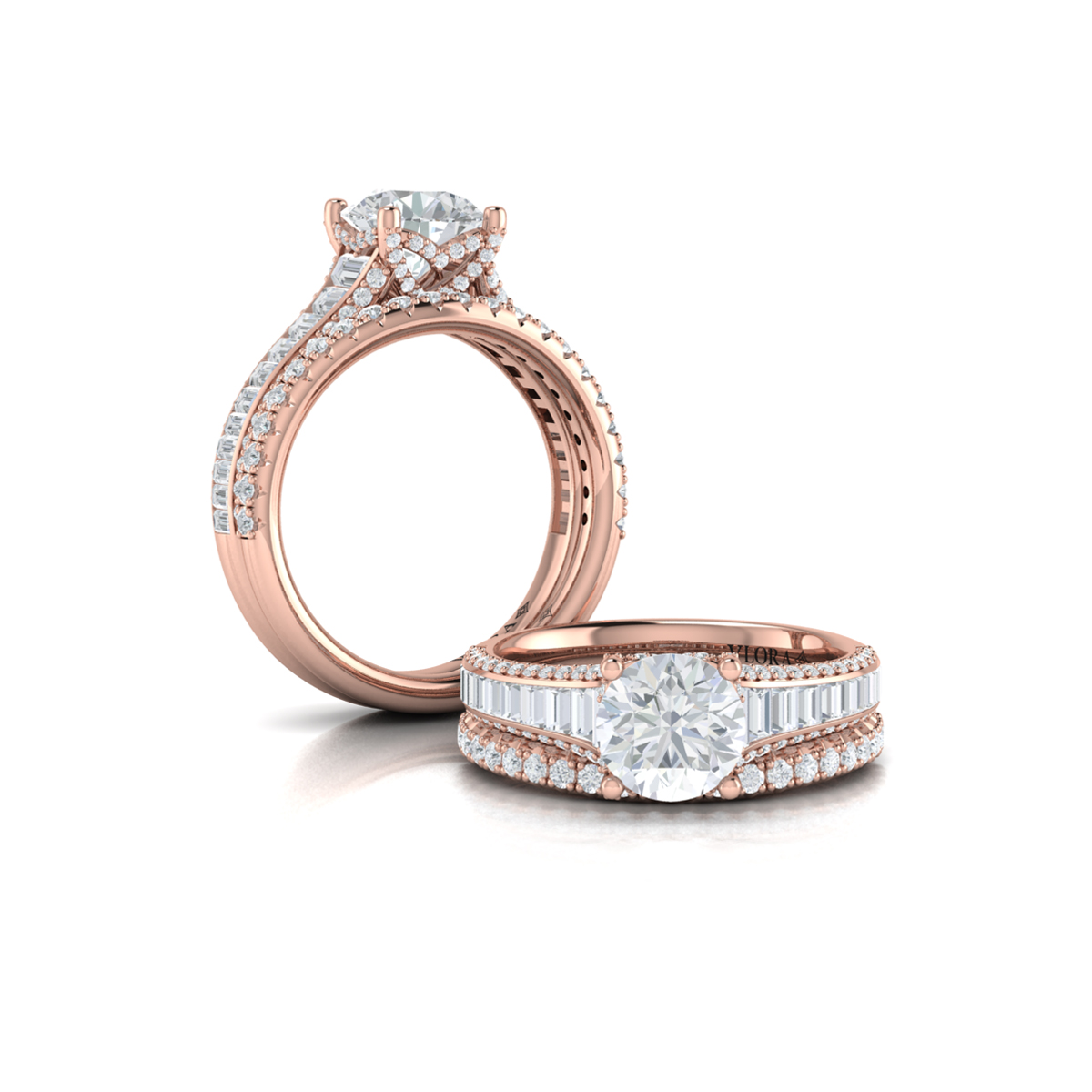 Dramatic Cathedral Hidden Halo Engagement Ring